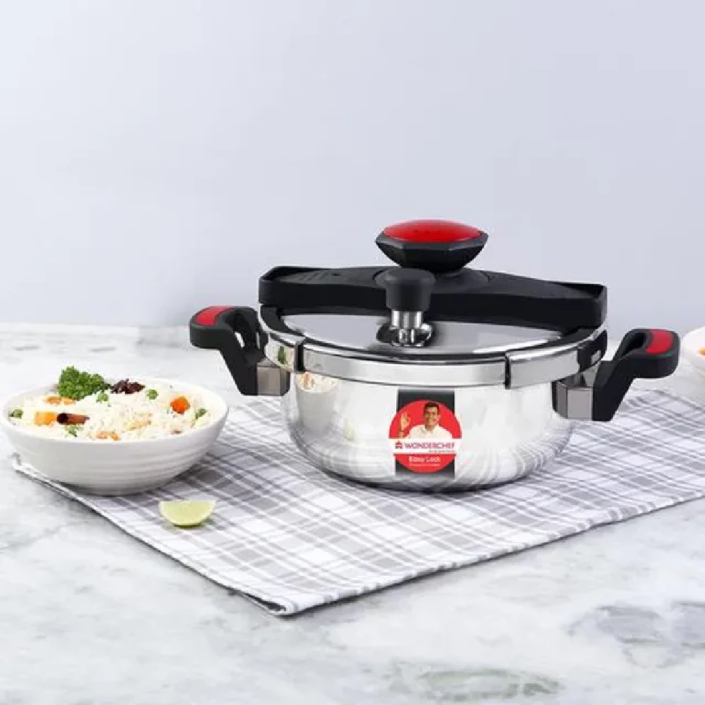 Wonderchef Easy Lock Pressure Cooker - Non-Stick, Induction Friendly, 3 l-4.webp